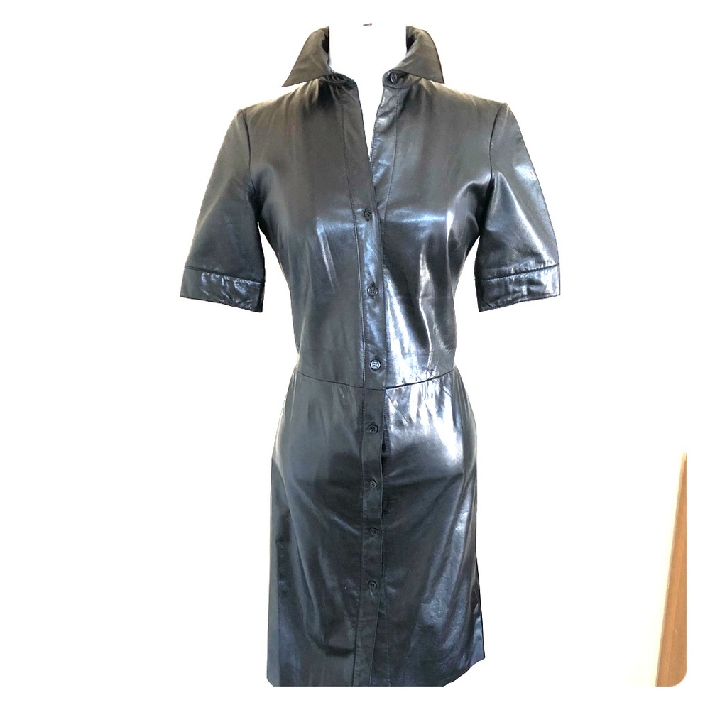 Theory Leather Shirt Dress